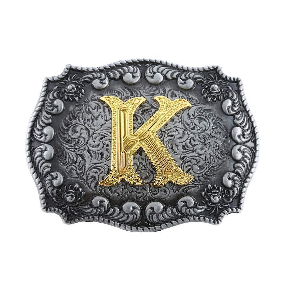 5014 Initial Belt Buckle Western Cowboy Handmade Metal Belt Buckle Small K